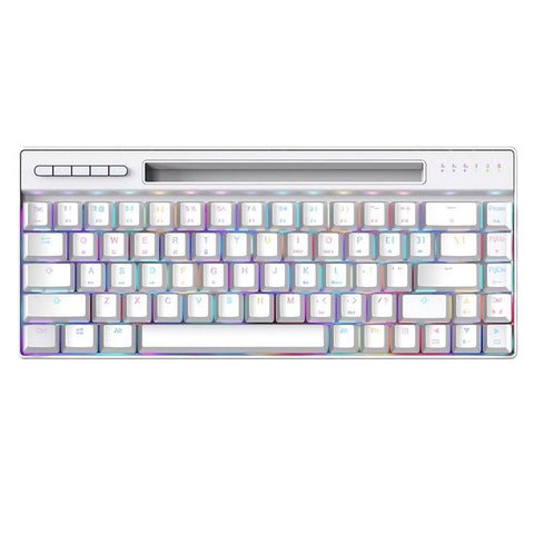 Magic-Refiner MK16 Mechanical Keyboard BT Wired Dual Mode Keyboard 68 Keys RGB Gaming Keyboard with Mechanical Blue Switch White