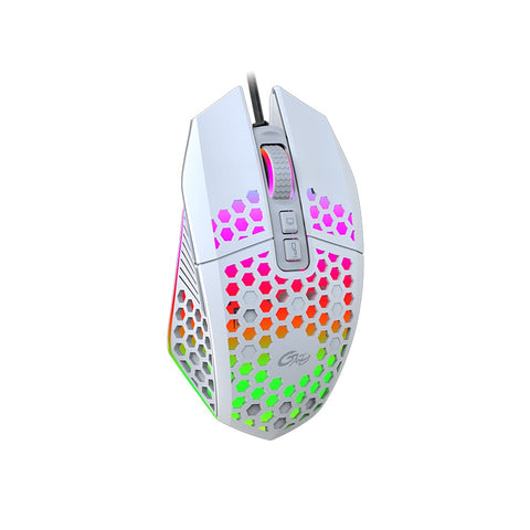X801 Wired RGB Gaming Mouse with 7 Programmable Buttons Back-to-desktop Button 6 Adjustable DPI Levels 7 Lighting Modes White