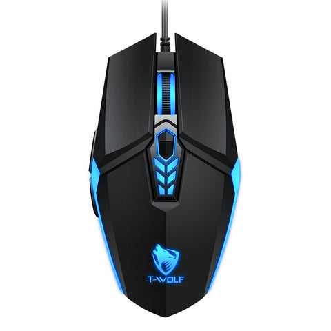 T-WOLF G510 Wired Gaming Mouse 6 Button 4 Color Backlight 800-3200 Adjustable DPI Office Mouse for Laptop/PC