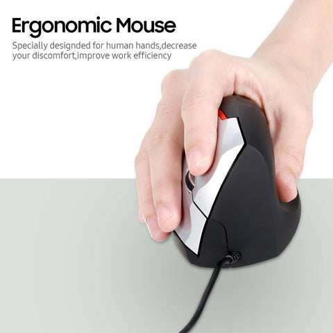 Vertical Wired Mouse Ergonomic Optical 3 Key Gaming Office Mouse for PC /Laptop Black