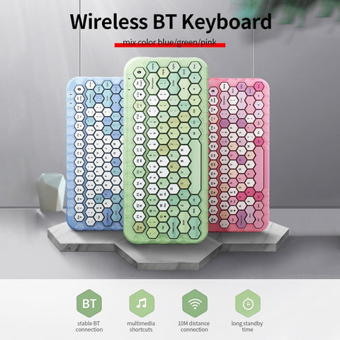 Mofii honey BT Wireless BT Keyboard Mixed Color 83 Key Mini Portable Girls Keyboard for Phone/Tablet/Laptop Pink