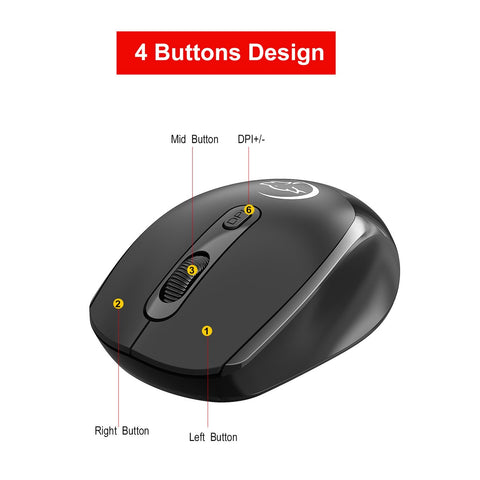 YWYT G839 2.4G Wireless Optical Mouse 1200/1600/2400 Adjustable DPI Ergonomic Gaming Office Mouse for PC/Laptop