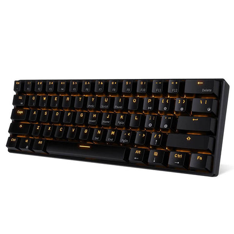 RK61 BT&Wired Dual Mode Keyboard Yellow Backlight 61 Key Mini Mechanical Keyboard for Phone/Tablet Black with OUTEMU Red Switches