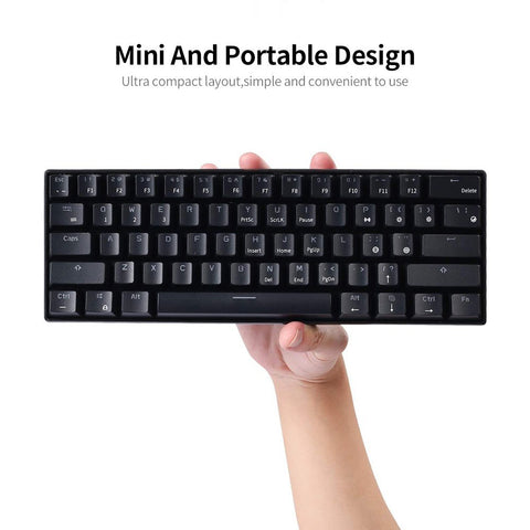 RK61 BT&Wired Dual Mode Keyboard Yellow Backlight 61 Key Mini Mechanical Keyboard for Phone/Tablet Black with OUTEMU Red Switches