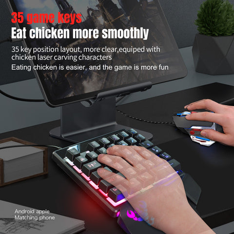 HXSJ J300+V400 Keyboard and Mouse Combo RGB Lighting Programmable Gaming Mouse+One-handed Game Keyboard