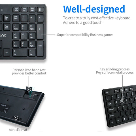 uFound R-752 Mouse and Keyboard Combo 106 keys 2.4G Transmission Keyboard + Wireless Mouse 1200DPI for Business Office Black
