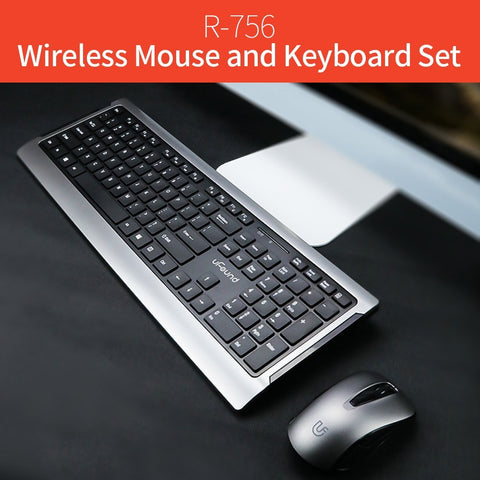 uFound R-756 Mouse and Keyboard Combo 106 keys 2.4G Transmission Keyboard + Wireless Mouse 1200DPI for Business Office Grey