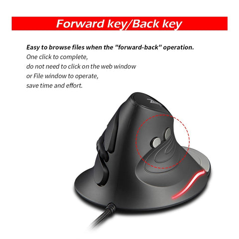 ZELOTES T-30 Wired Optical Mouse Vertical Mouse USB Wired Gaming Mouse 6 Keys Ergonomic Mice with 4 Adjustable DPI for PC Laptop