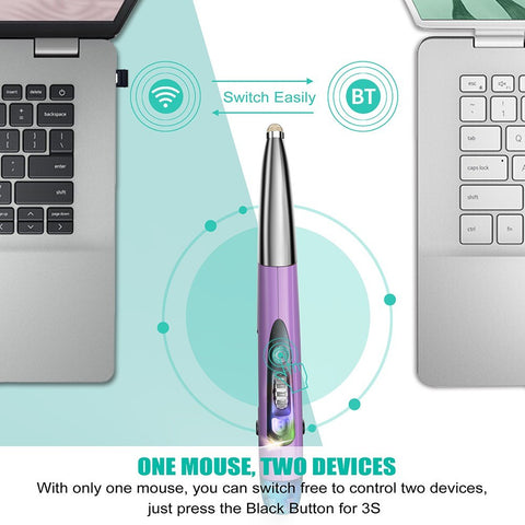 Three Mode 2.4G+BT3.0+5.0 Wireless Optical Pen Mouse 800/1200/1600DPI Rechargeable Pocket Pen Mouse for PC Laptop Computer Red