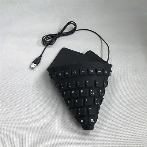 105 Keys Spanish USB Wired Silicone Keyboard Foldable Soft Silicone Waterproof Dustproof Keyboard for Desktop Computer Laptop