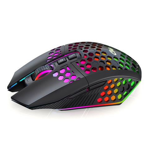 Wireless Gaming Mouse Rechargeable USB Mouse with 8 keys Back-to-desktop Button 3 Adjustable DPI Levels 4 Lighting Modes Black
