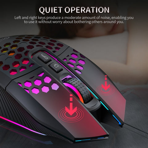 Wireless Gaming Mouse Rechargeable USB Mouse with 8 keys Back-to-desktop Button 3 Adjustable DPI Levels 4 Lighting Modes Black