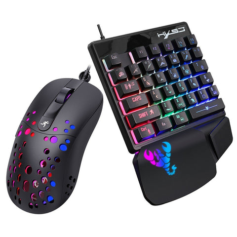 HXSJ Wired Keyboard and Mouse Combo V400 35 Keys Single-hand Gaming Keyboard+A904 RGB Gaming Mouse Set for PC Laptop