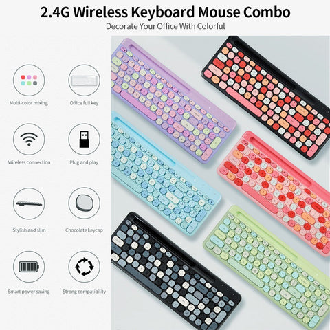 Mofii 2.4G Wireless Keyboard Mouse Combo keyboard and mouse sharing One receiver USB Interface 110 Key Slot Design