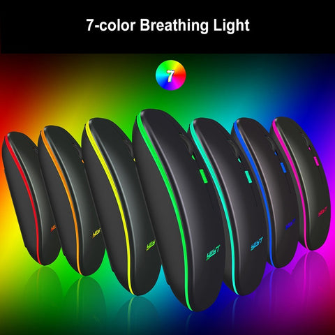 YWYT 2.4G Wireless Mouse Slim Rechargeable Mouse Quiet Operation 3 Adjustable DPI Levels Breathing Light, Black