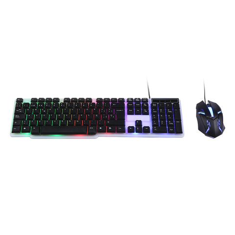 USB Wired Spanish Keyboard Mouse Combo 105 Keys Backlight Keyboard Ergonomic Mouse Kit with Suspended Keycaps Plug and Play