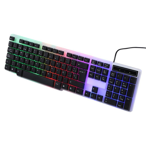 USB Wired Spanish Keyboard Mouse Combo 105 Keys Backlight Keyboard Ergonomic Mouse Kit with Suspended Keycaps Plug and Play