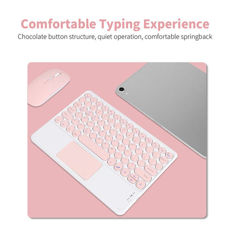 BT Keyboard Mouse Combo BT3.0 Wireless Rechargeable Keyboard Ergonomic Mouse Set Slim Design Support Android iOS Windows White