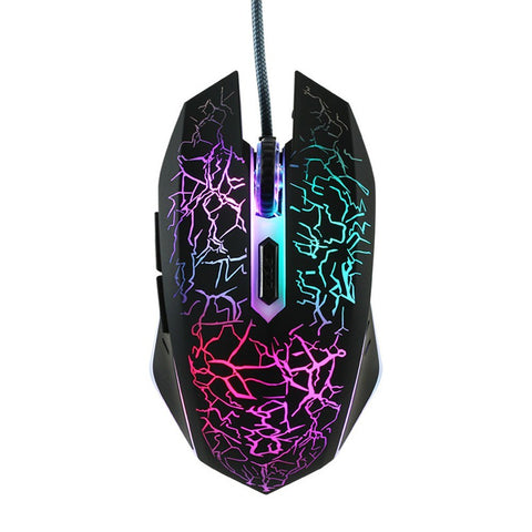 Wired Gaming Mouse Optical Mouse Game-level Engine Colorful Breathing Light 4-gear Adjustable DPI Ergonomic Mice Black