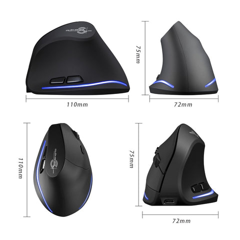 ZELOTES F-35B Wireless Gaming Mouse 2.4G+BT3.0+BT5.0 Three-mode Ergonomic Vertical Mouse 3-gear Adjustable DPI for PC Laptop