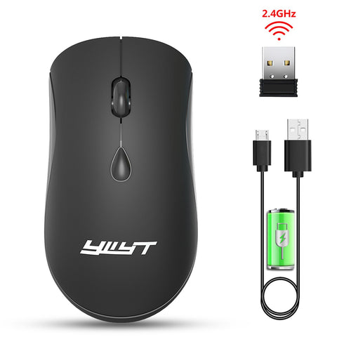 YWYT G864 2.4G Wireless Mouse Ergonomic Design 3-gear Adjustable DPI Built-in 500mAh Rechargeable Lithium Battery Black