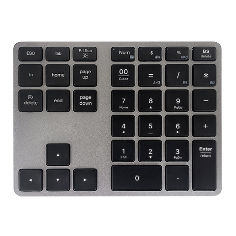 2.4G+BT5.0 Dual-mode Numeric Keyboard 35 Keys Financial Accounting Keyboard Aluminum Alloy Shell Built-in 300mAh Battery Black