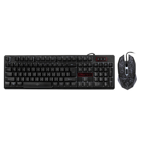USB Wired Gaming Keyboard and Mouse Combo Waterproof Rainbow Backlit 2000DPI for Home Office