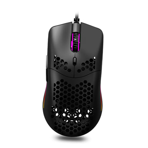 ZELOTES C-7 USB Wired Mouse RGB Gaming Mouse 16000DPI Computer Game Mice Hollowed-out Honeycomb Design for PC Laptop Black
