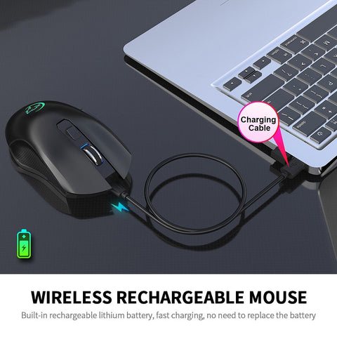 YWYT G851 2.4GHz Wireless Mouse Rechargeable Mute Mouse Ergonomic Mouse with Colorful Light Effect for Desktop Laptop