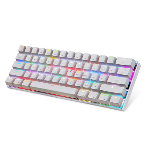 Motospeed CK62 61 Keys RGB Mechanical Keyboard USB Wired BT Dual Mode Gaming Keyboard White with OUTEMU Red Switches
