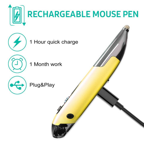 2.4GHz Optical Pen Mouse Left & Right Hands Rechargeable Wireless Optical Pocket Pen Mouse Wireless Dual Right Keys Purple