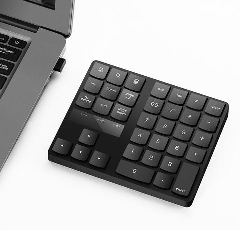 2.4G Wireless Numeric Keyboard Portable 35 Keys Financial Accounting Office Keyboard Built-in Rechargeable Battery Black