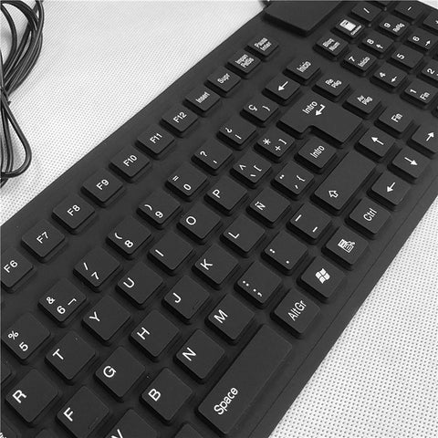 105 Keys Spanish USB Wired Silicone Keyboard Foldable Soft Silicone Waterproof Dustproof Keyboard for Desktop Computer Laptop