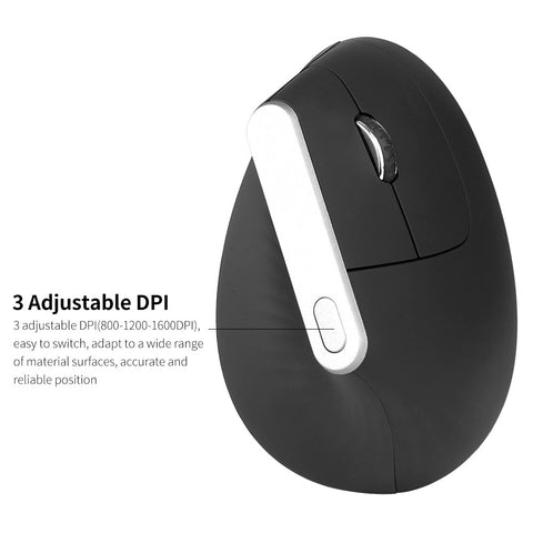 2.4G Wireless Optical Mouse Vertical Mouse 6 Keys Ergonomic Mice with 3-gear Adjustable DPI for PC Laptop Black