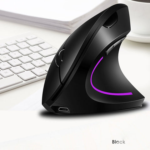 2.4G Wireless Vertical Mouse Rechargeable Upright Ergonomic Mouse 3 Adjustable DPI Levels RGB Flowing Light Plug N Play