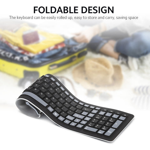 2.4G Wireless Keyboard 107 Keys Portable Folding Soft Silicone Dustproof Keyboard for Desktop Computer Laptop Plug and Play