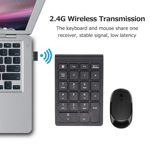 2.4G Wireless Keyboard Mouse Combo Financial Accounting Office Keyboard Mouse Set 22 Keys Wireless Numeric Keyboard+Wireless Mouse