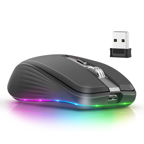 2.4G+BT5.1 Dual-mode Wireless Mouse Computer Gaming Mice Ergonomic Design 4-gear   Adjustable DPI Built-in Rechargeable Battery for Laptop